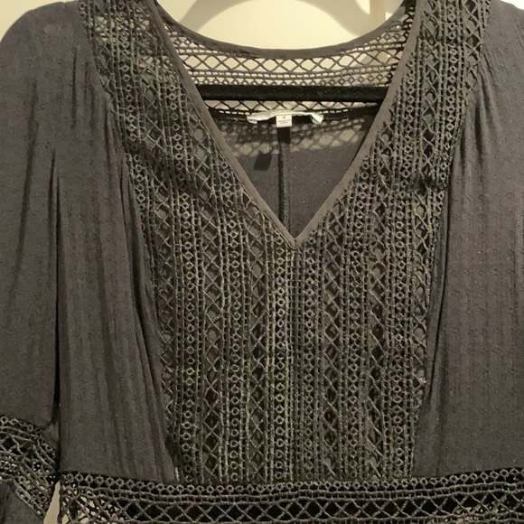 REBECCA MINKOFF Merryl Bell-Sleeve Crochet Mini Dress - Picture 6 of 7